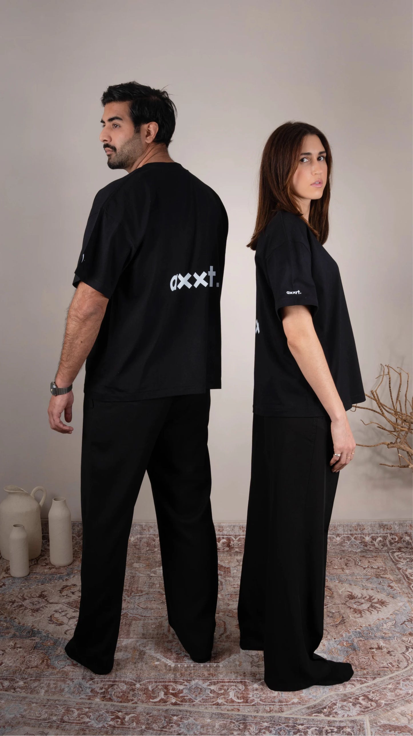 T-shirt oversize unisexe noir - Calligraphie