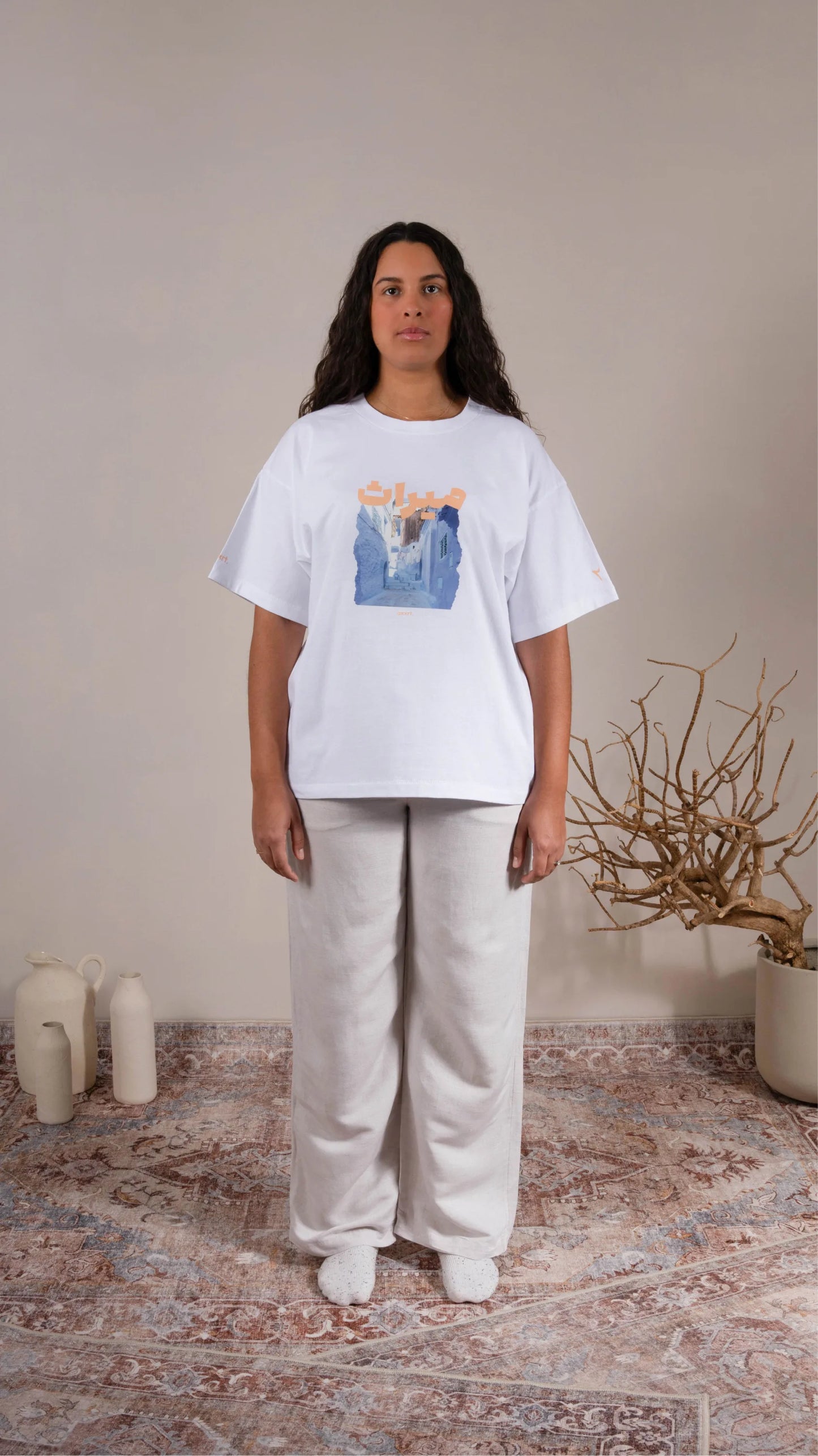 T-shirt oversize unisexe blanc - "Bleu Azur"